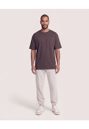 Camiseta Relaxed Estampado Republic  Para Hombre Café Ostu