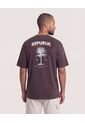 Camiseta Relaxed Estampado Republic  Para Hombre Café Ostu de Ostu