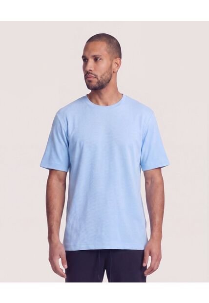 Camiseta Unicolor Texturizada  Para Hombre Azul Ostu