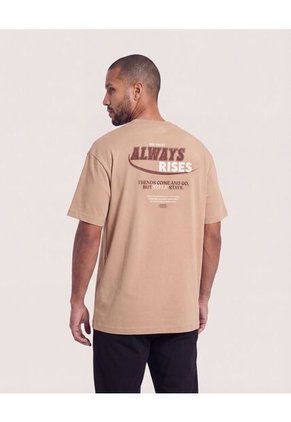 Camiseta Relaxed Estampado Posterior  Para Hombre Café Ostu