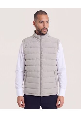 Chaleco Acolchado Con Cremallera  Para Hombre Gris Ostu Ostu