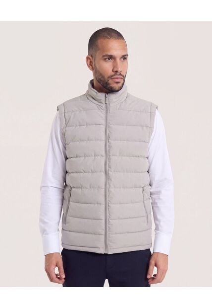 Chaleco Acolchado Con Cremallera  Para Hombre Gris Ostu