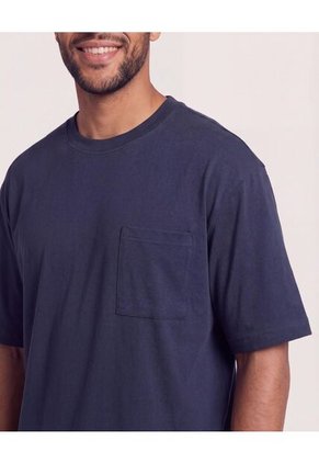 Camiseta Oversize Con Bolsillo  Para Hombre Azul Ostu