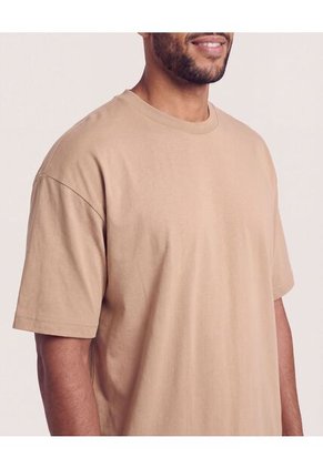 Camiseta Relaxed Estampado Posterior  Para Hombre Café Ostu