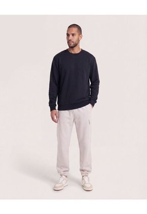 Buzo Cuello Redondo Unicolor  Para Hombre Negro Ostu