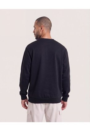 Buzo Cuello Redondo Unicolor  Para Hombre Negro Ostu