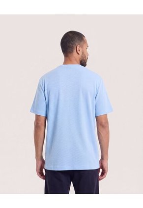 Camiseta Unicolor Texturizada  Para Hombre Azul Ostu
