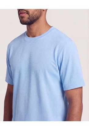Camiseta Unicolor Texturizada  Para Hombre Azul Ostu