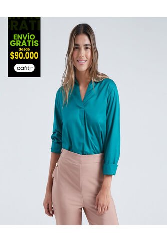 Blusa Para Mujer Manga 3/4 Color Verde  Marca Ostu #40120897 Ostu