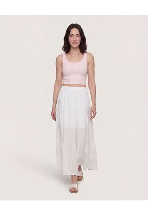 Camiseta Cropped En Rib Con Botones  Para Mujer Rosado Ostu