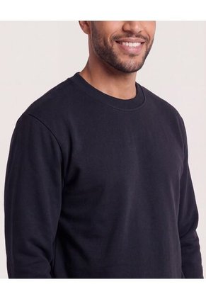 Buzo Cuello Redondo Unicolor  Para Hombre Negro Ostu