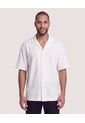 Camisa Manga Corta Resort  Para Hombre Crema Ostu de Ostu