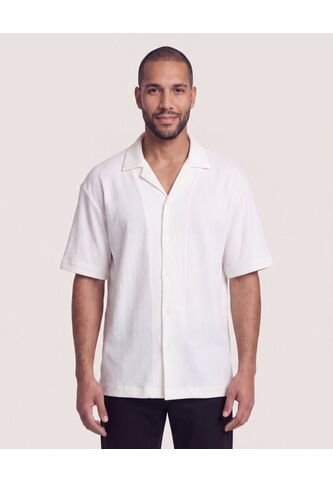 Camisa Manga Corta Resort  Para Hombre Crema Ostu Ostu