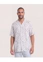 Camisa Resort Estampada  Para Hombre Crema Ostu de Ostu