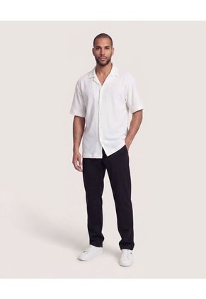 Camisa Manga Corta Resort  Para Hombre Crema Ostu