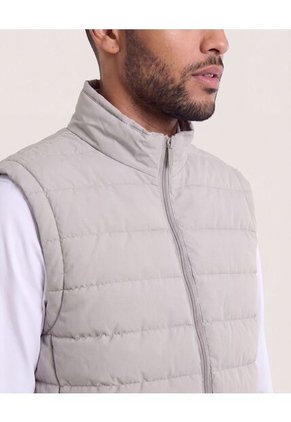 Chaleco Acolchado Con Cremallera  Para Hombre Gris Ostu