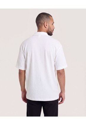 Camisa Manga Corta Resort  Para Hombre Crema Ostu