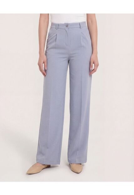 Pantalón Fluido Tiro Alto  Para Mujer Gris Ostu