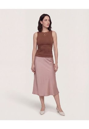 Camiseta Con Recogidos  Para Mujer Café Ostu