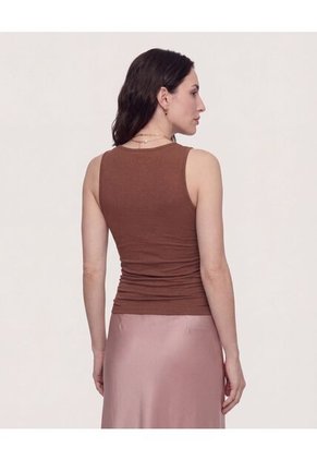 Camiseta Con Recogidos  Para Mujer Café Ostu