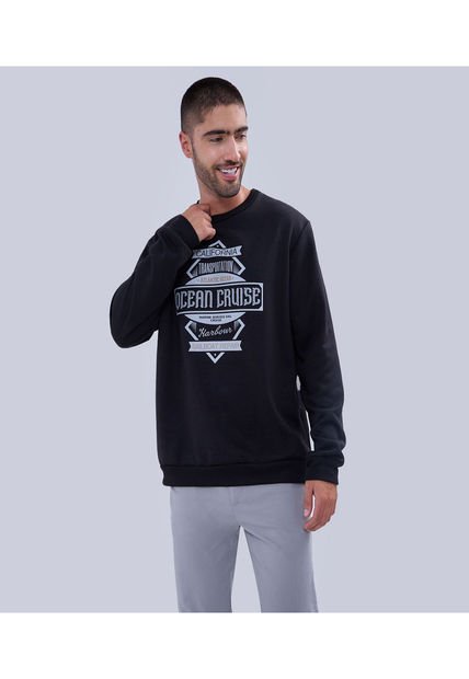 Buzo Para Hombre Cuello Redondo Color Negro Marca Ostu #60060430