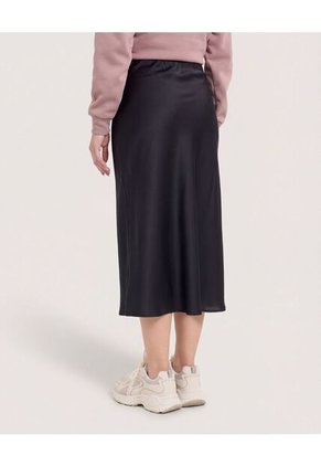 Falda En Satin  Para Mujer Negro Ostu