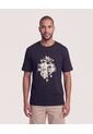 Camiseta Regular Estampado Floral  Para Hombre Negro Ostu de Ostu