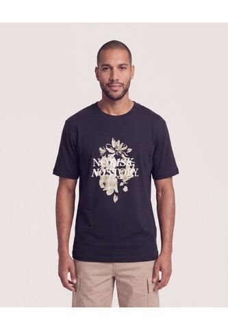 Camiseta Regular Estampado Floral  Para Hombre Negro Ostu Ostu