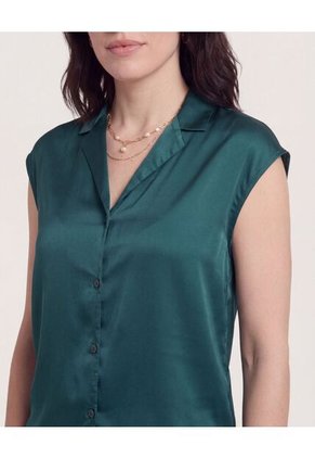 Camisa Satinada Sin Mangas  Para Mujer Verde Ostu
