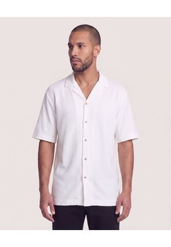 Camisa Resort Tricot  Para Hombre Crema Ostu Ostu