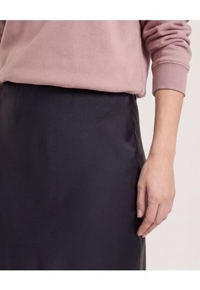 Falda En Satin  Para Mujer Negro Ostu