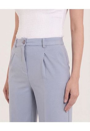 Pantalón Fluido Tiro Alto  Para Mujer Gris Ostu