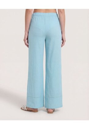 Pantalón Amplio Con Elastico  Para Mujer Azul Ostu