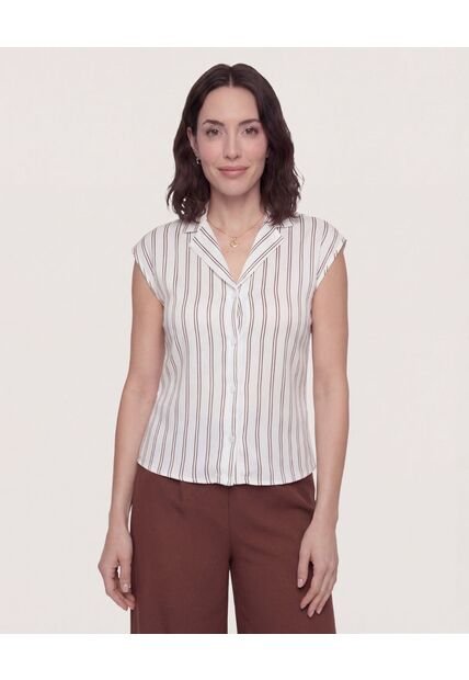 Camisa Satinada Sin Mangas  Para Mujer Café Ostu