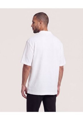 Camisa Resort Tricot  Para Hombre Crema Ostu