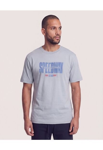 Camiseta Regular Estampado Speedway  Para Hombre Gris Ostu