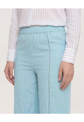 Pantalón Amplio Con Elastico  Para Mujer Azul Ostu