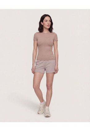 Camiseta Slim Cuello Redondo  Para Mujer Café Ostu