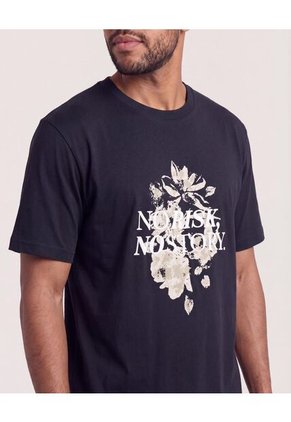 Camiseta Regular Estampado Floral  Para Hombre Negro Ostu