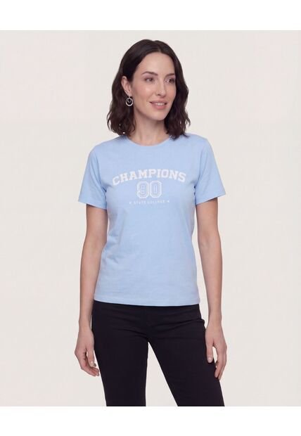 Camiseta Basica Screen  Para Mujer Celeste Ostu