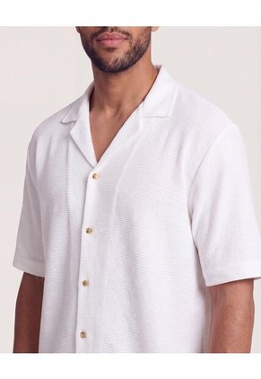 Camisa Resort Tricot  Para Hombre Crema Ostu
