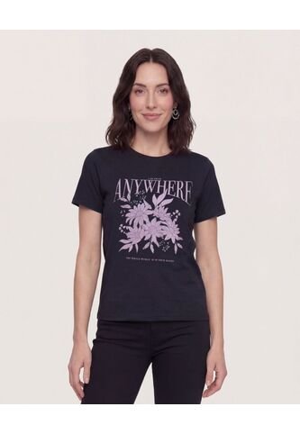 Camiseta Basica Screen  Para Mujer Negro Ostu Ostu