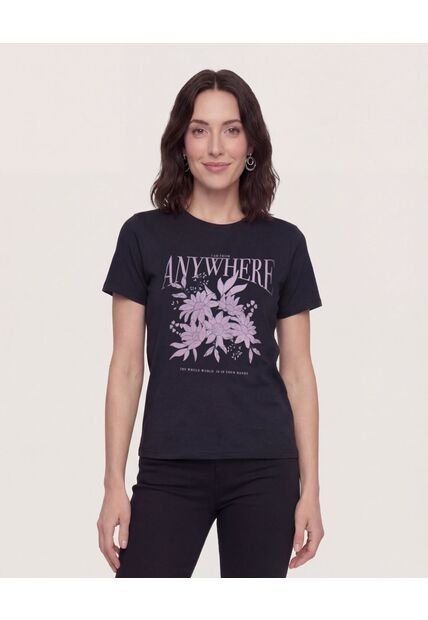 Camiseta Basica Screen  Para Mujer Negro Ostu