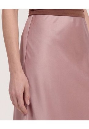 Falda En Satin  Para Mujer Café Ostu