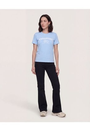 Camiseta Basica Screen  Para Mujer Celeste Ostu