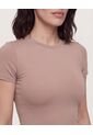 Camiseta Slim Cuello Redondo  Para Mujer Café Ostu de Ostu