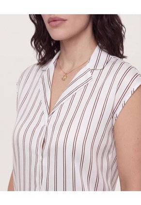 Camisa Satinada Sin Mangas  Para Mujer Café Ostu