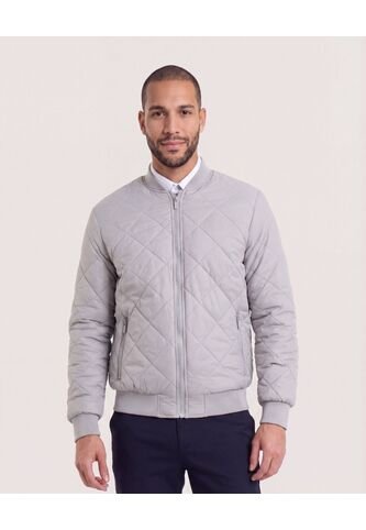 Chaqueta Acolchada Tipo Bomber  Para Hombre Gris Ostu Ostu