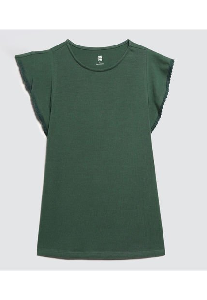 Camiseta Para Mujer Manga Corta Color Verde  Marca Ostu #40092037