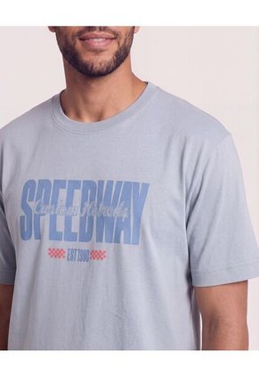 Camiseta Regular Estampado Speedway  Para Hombre Gris Ostu